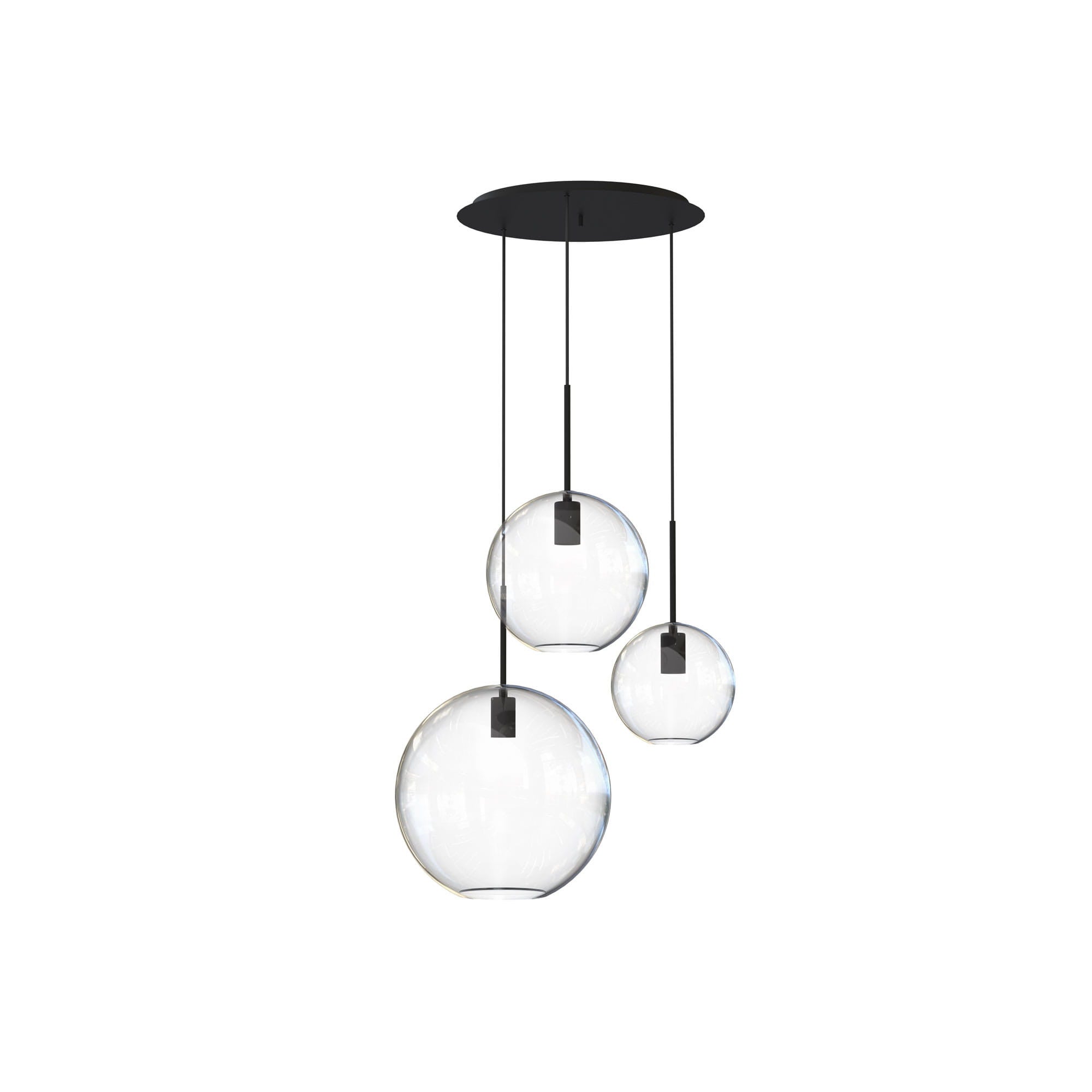 Lampa wisząca Sphere czarno-przezroczysta 3xE27x40W wym: 130 x 50 x 50 cm szkło Nowodvorski Lighting