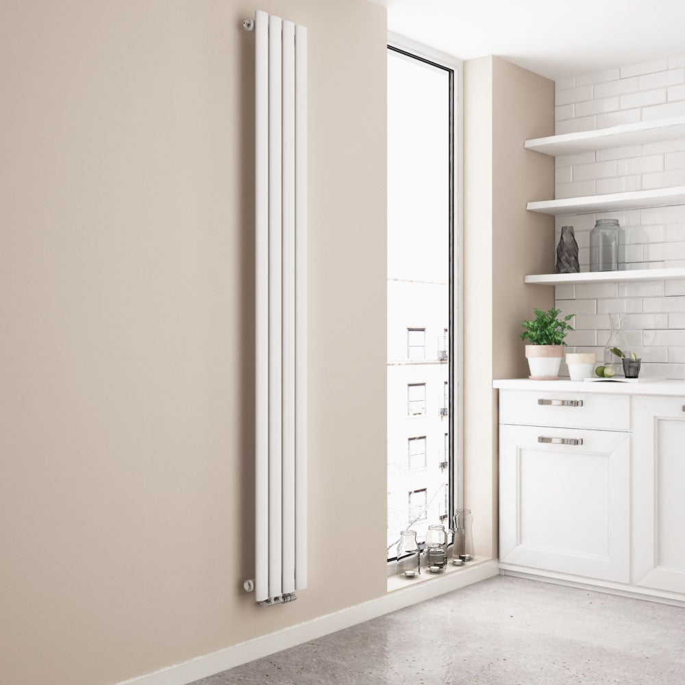 EMKE Grzejnik Stalowy Pojedynczy Pionowy 483W, 180x24 cm, 6 bar, do 6 m² – Biały