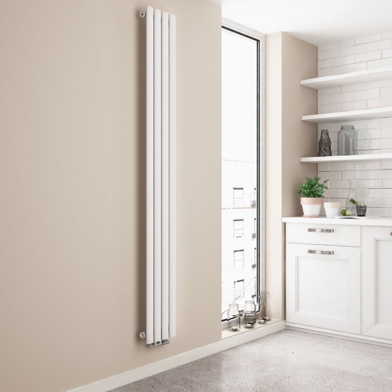 EMKE Grzejnik Stalowy Pojedynczy Pionowy 483W, 180x24 cm, 6 bar, do 6 m² – Biały