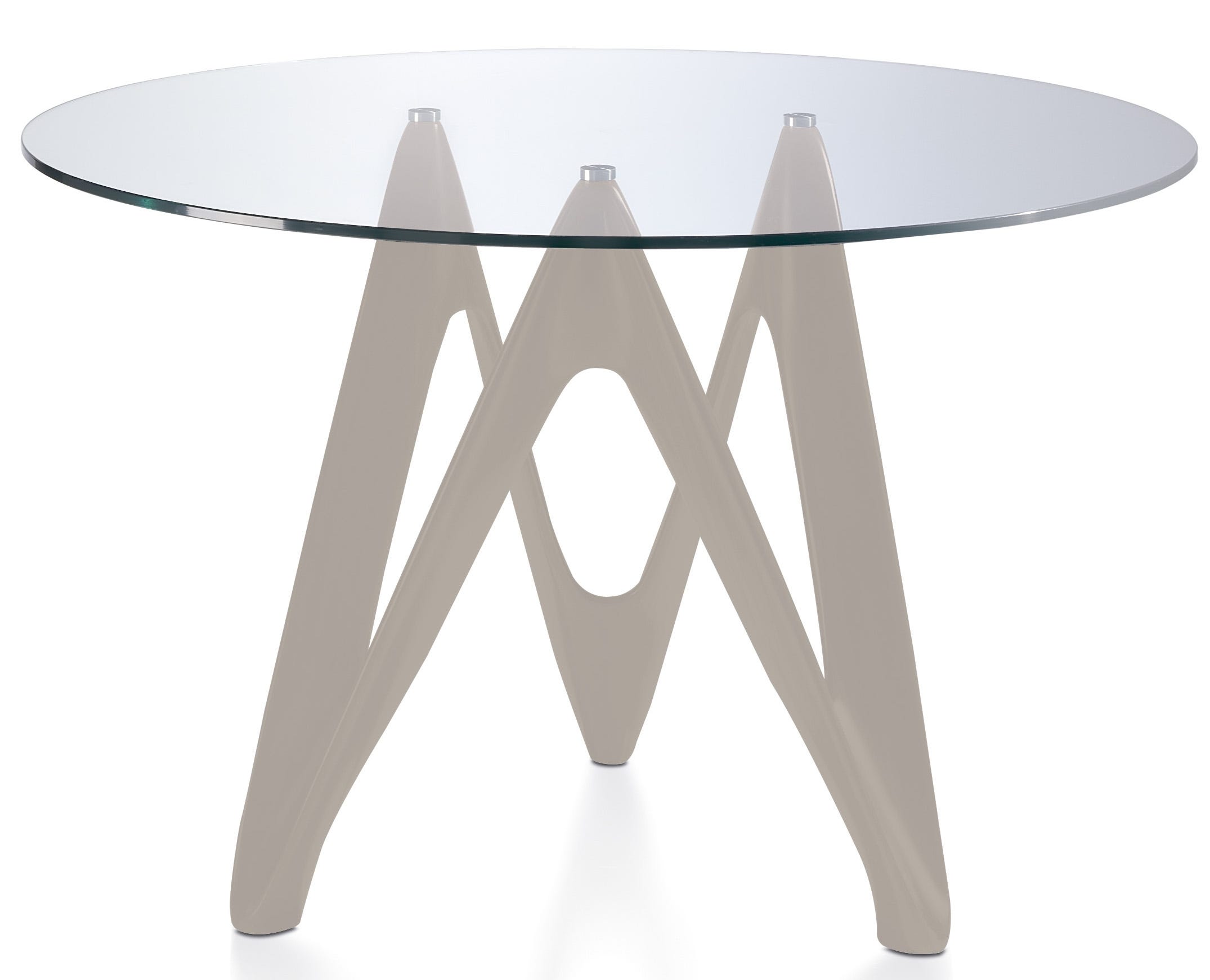 Table ronde design fibre de verre laqué taupe Perla-Dimensions D 120 x ...