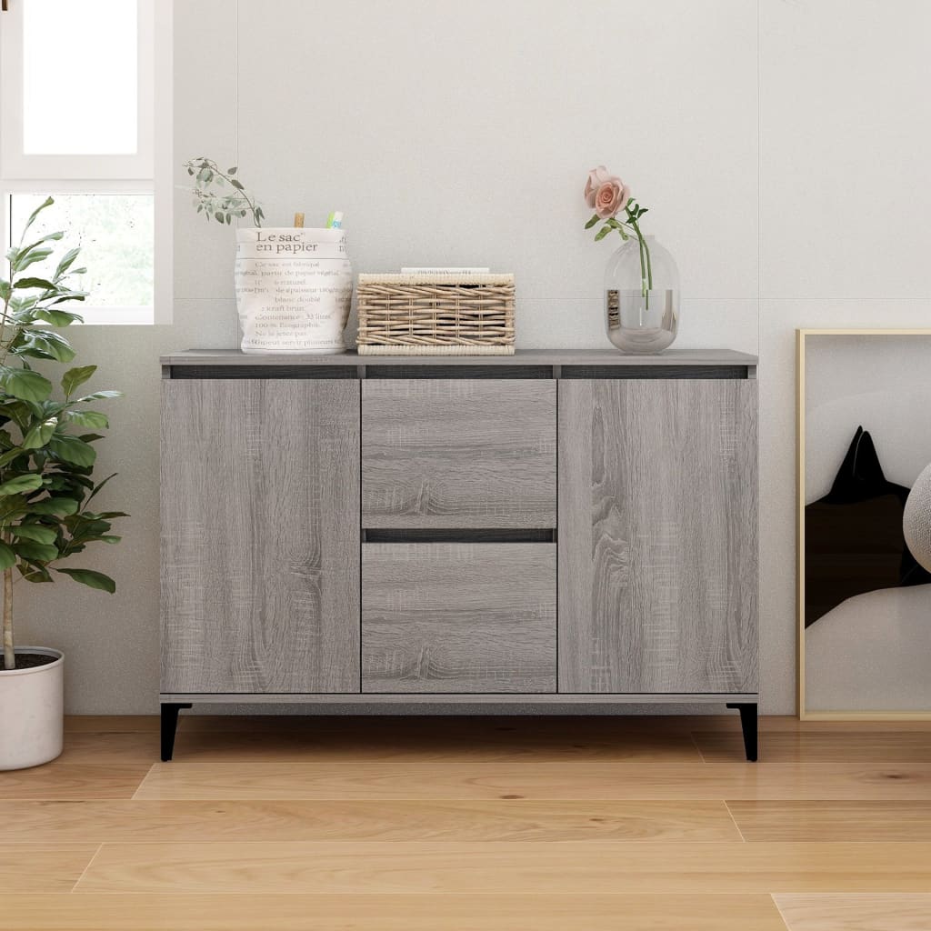 Madia Soggiorno Moderna Grigio Sonoma – 104x35x70 Cm, Legno Multistrato, Facile Da Pulire, Con Fissaggio A Parete