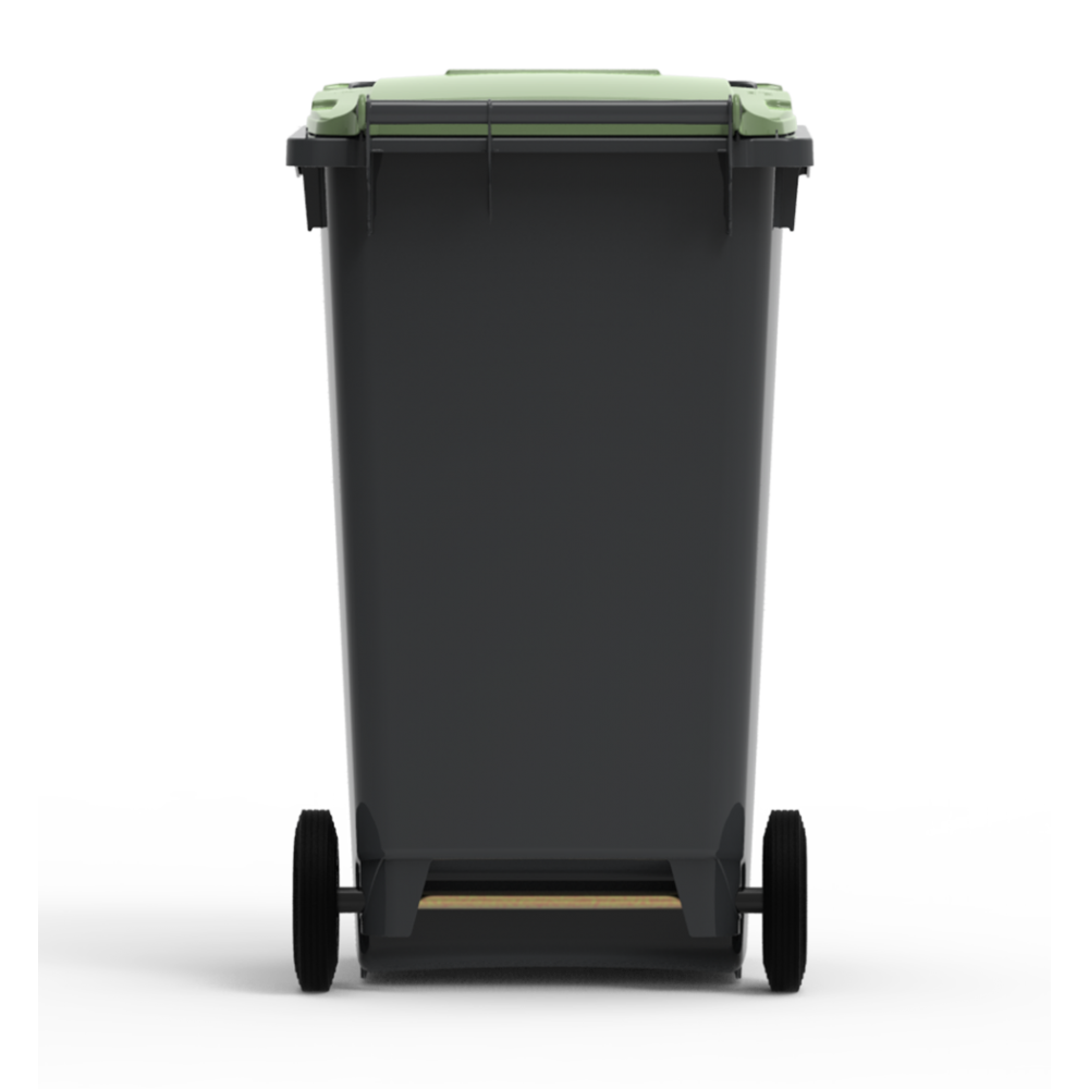 ESE France Conteneur Poubelle à déchets 2 roues - 240L - Robuste et Économique - 100% Recyclé - Gris avec Couvercle Vert - Fabriqué en France - 2