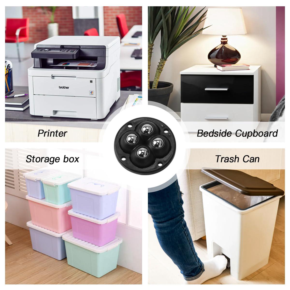 Lot de 12 roulettes pour meubles en acier inoxydable, roulettes pour meubles auto-adhésives, petites roulettes plates rotatives à 360 degrés - 6