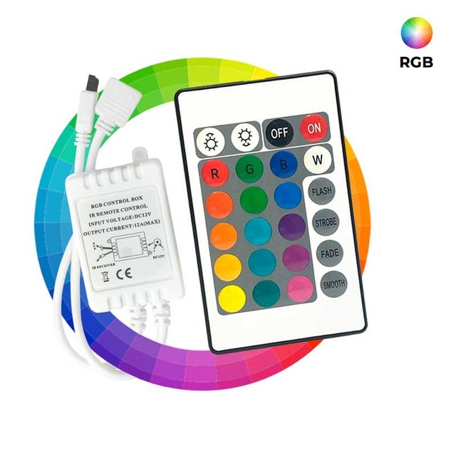 Controller striscia LED RGB 2 Amp per canale, telecomando IR 24 tasti