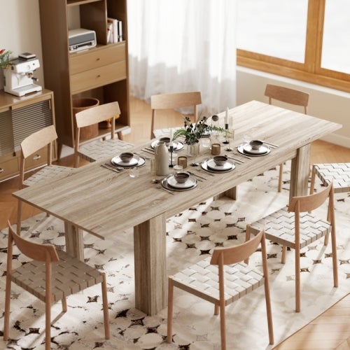 Mesa de comedor extensible de madera, de 180 a 260 cm, para 6-10 personas, ampliable y duradera