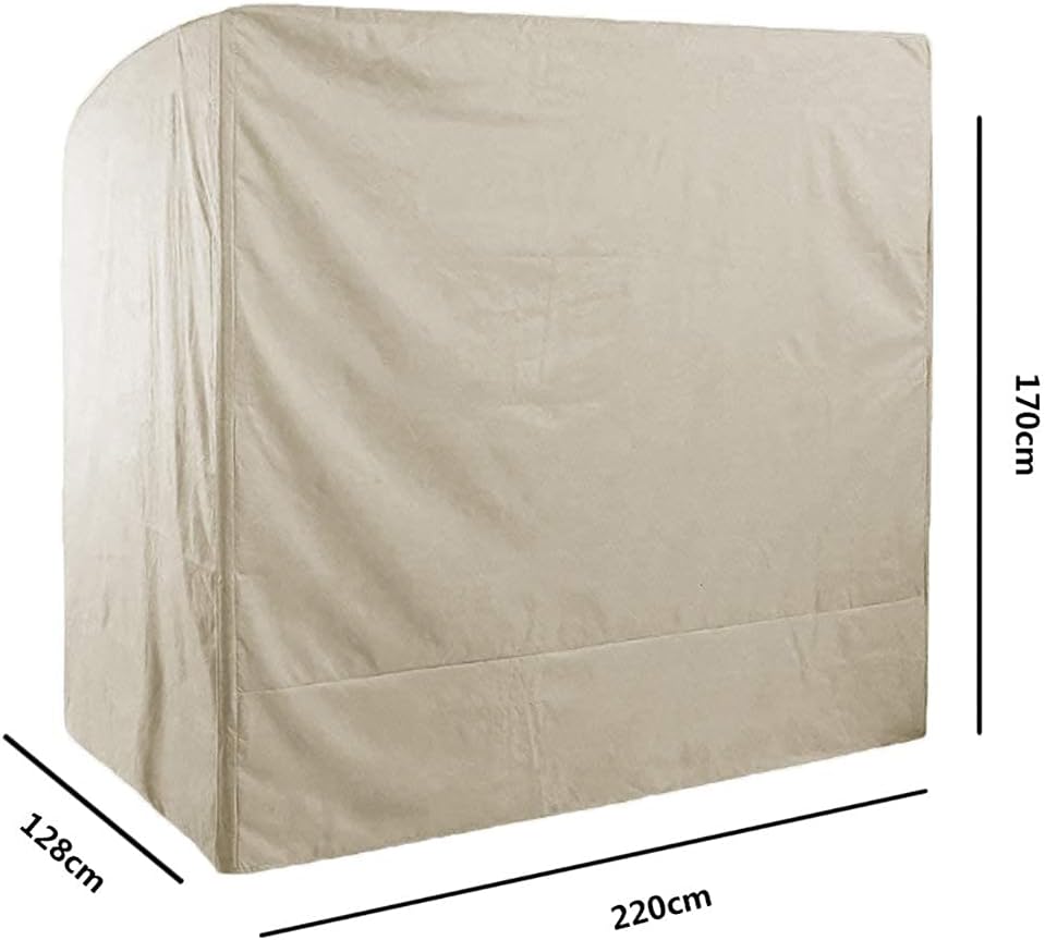 Housse de Balancelle de Jardin 3 Places Imperméable, 220x125x175cm 210D Oxford Bâche de Balancelle Anti-UV Couverture de Protection-Beige - 2