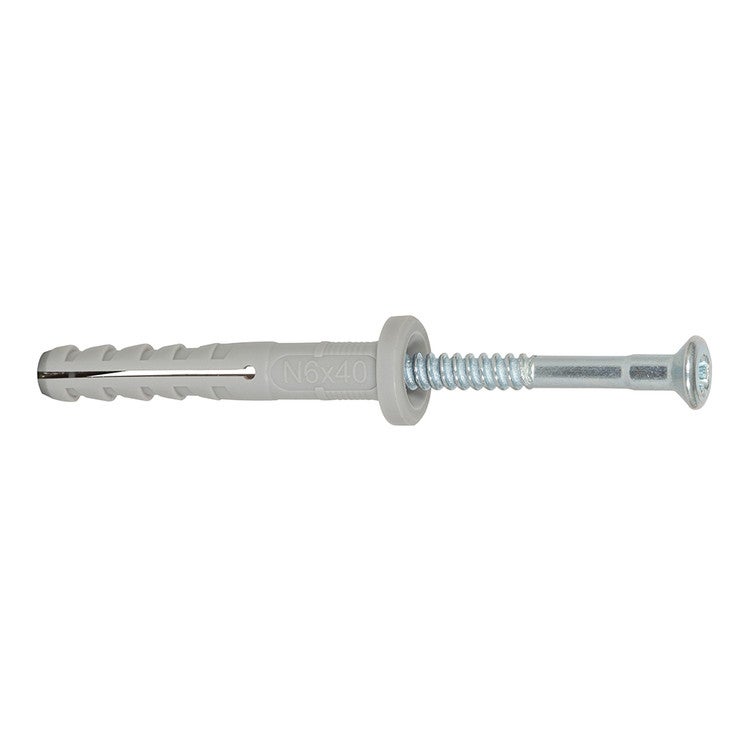Cheville à percussion FISCHER N-F avec collerette épaisse et clou tête fraisée - 5x30/5 - Boîte de 100 - 5