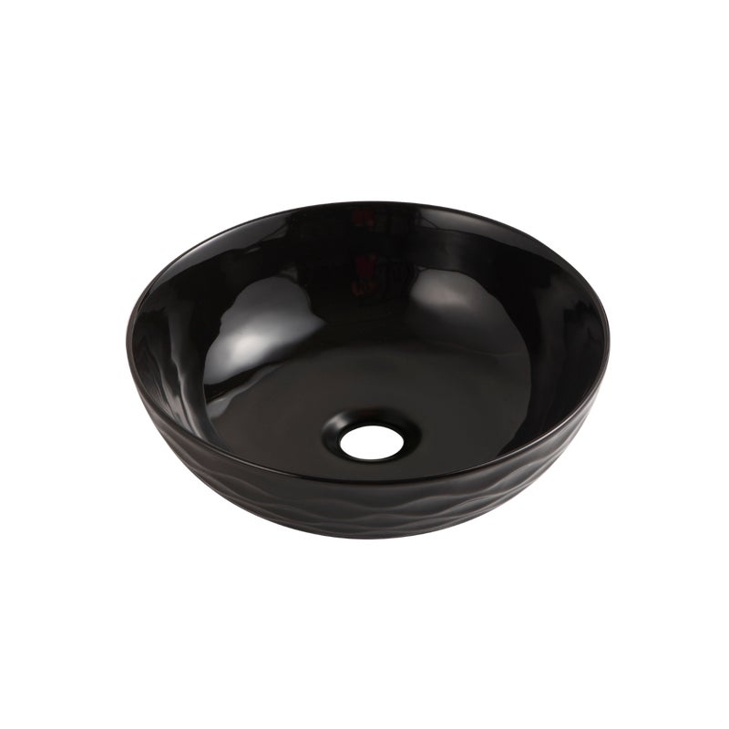 Umywalka nablatowa Uptrend ARYA L czarny połysk, z ozdobną fakturą strukturalną1 szt.