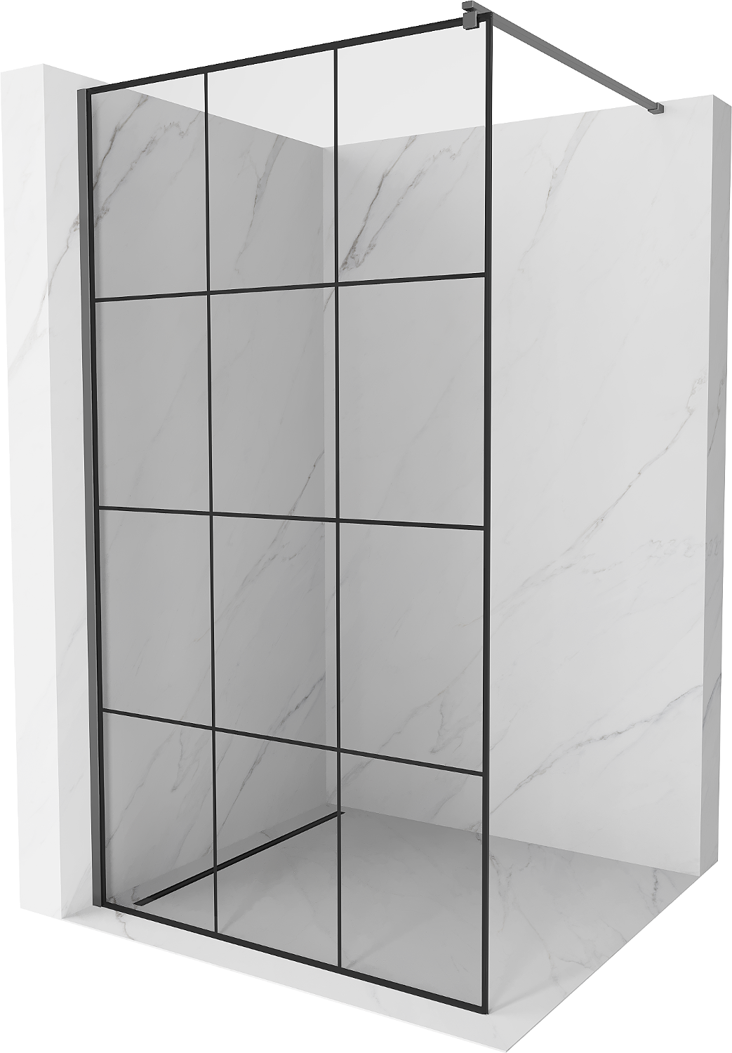 Mexen Kioto ścianka prysznicowa Walk-in 100 x 200 cm, czarna kratka 8 mm, gun metal - 800-100-101-95-77