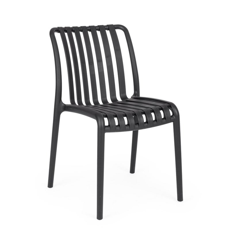 Zestaw 2 krzeseł z polipropylenu, odpornych na promienie ultrafioletowe, w kolorze czarnym, do użytku wewnątrz i na zewnątrz