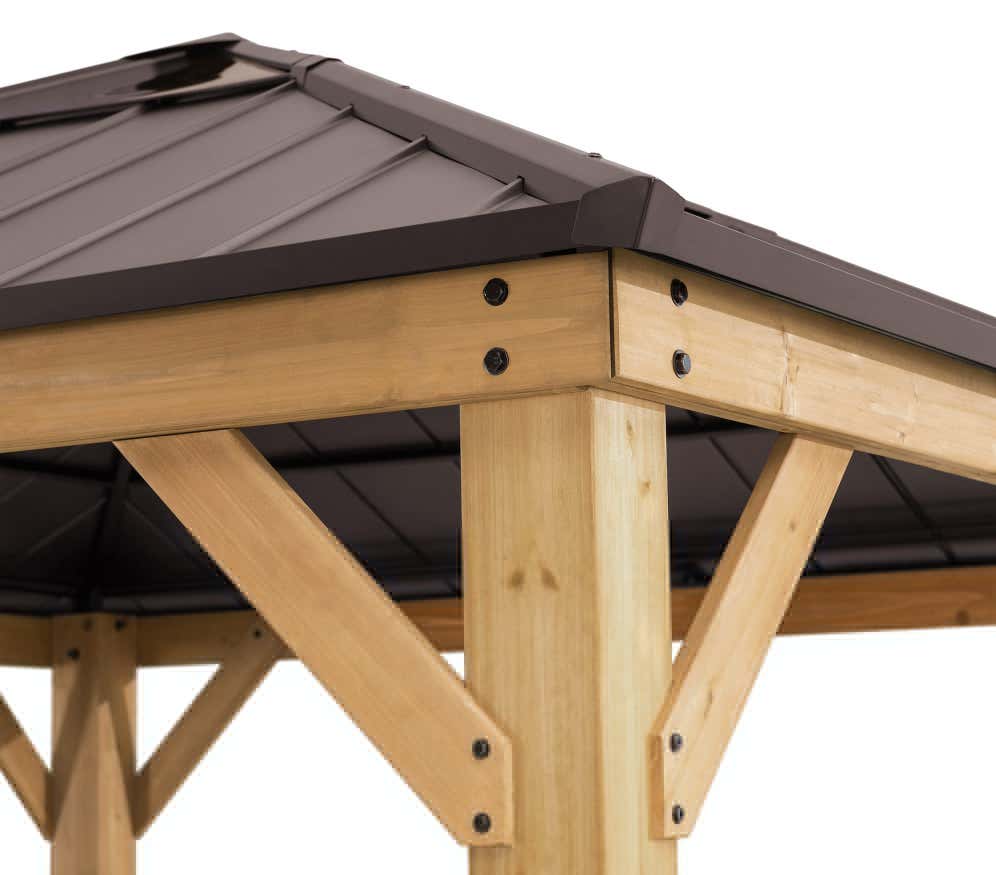 Pavillon de jardin Sunjoy Pirin Sunjoy, 3.4x3.4m dim. ext. (cas échéant incl. débord de toit) naturel, 11,3m² superficie totale - 9