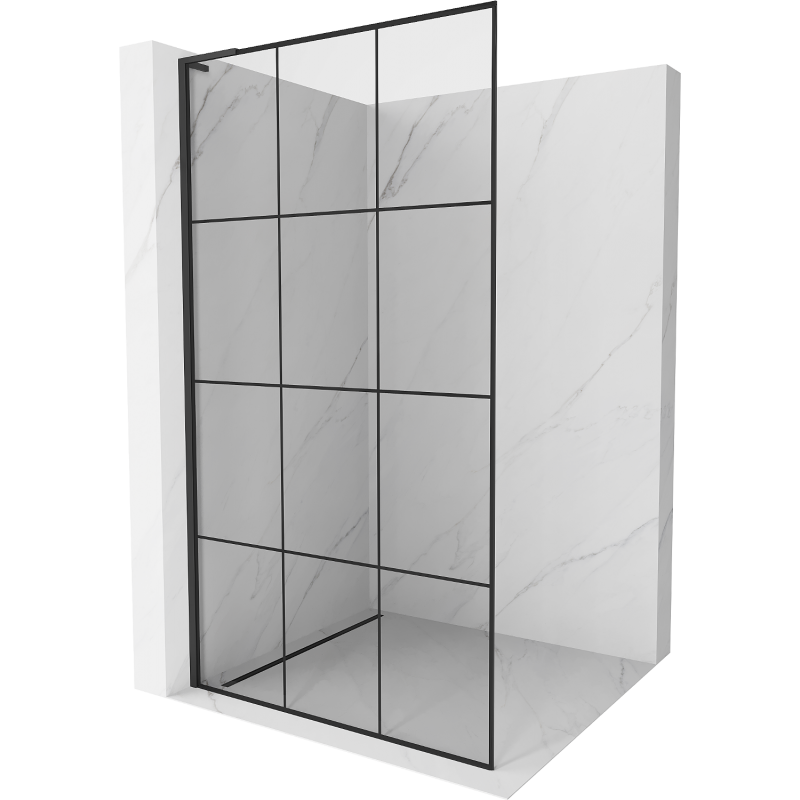 Mexen Kioto L ścianka prysznicowa Walk-in 100 x 200 cm, czarna kratka, czarna - 800-100-103-70-77