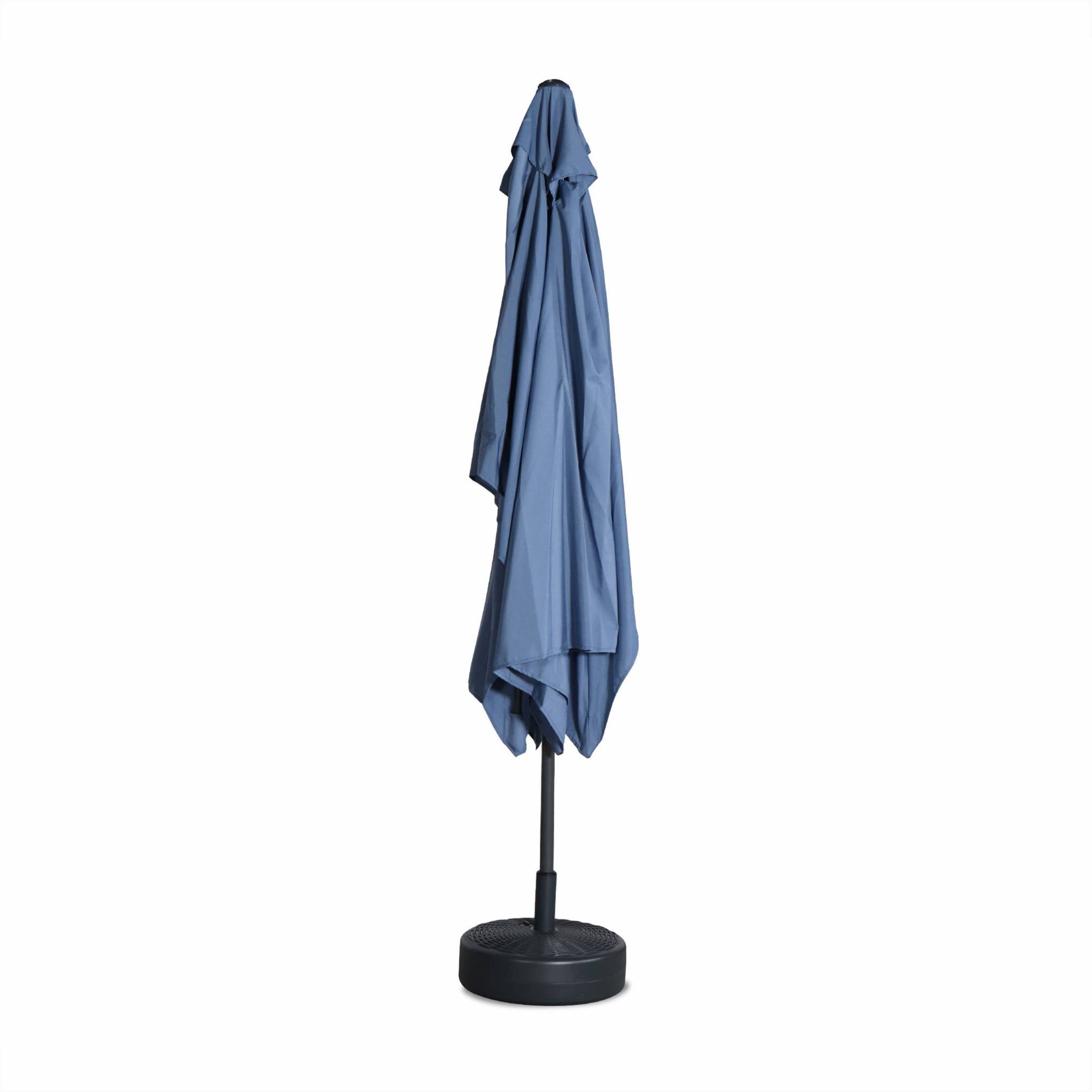 Parasol droit rectangulaire 2x3m - Touquet bleu grisé - mât central en aluminium orientable et manivelle d'ouverture - 5