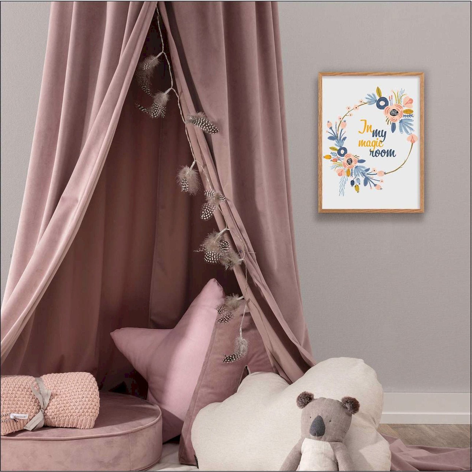 Tableau cadre bois clair Fleurs magiques 30 x 40 cm Multicolore cadre Bois clair - 3