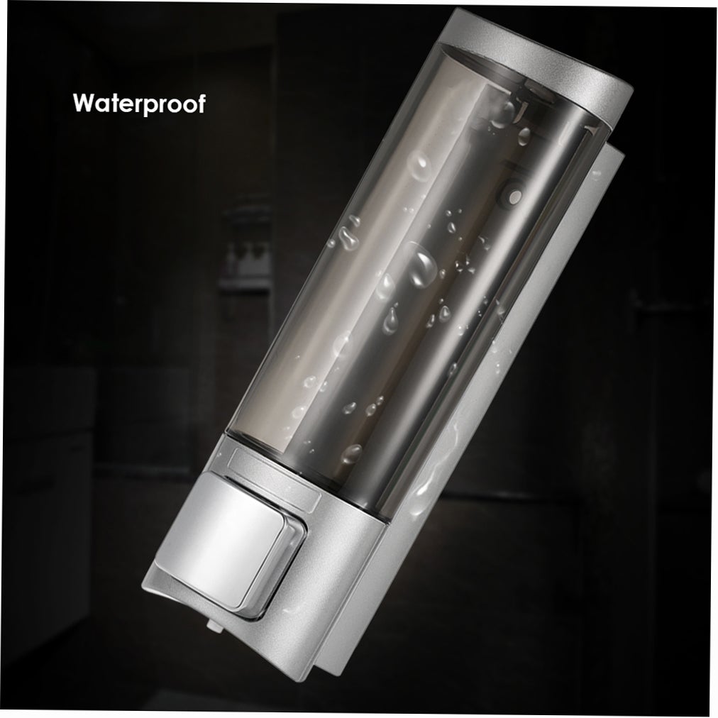 Dispenser manuale di sapone per le mani con nastro biadesivo in schiuma, montaggio a parete, shampoo liquido, gel doccia, detergente, lozione 200 ml - 7