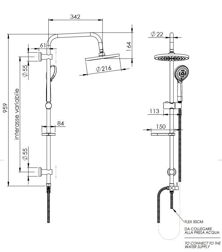 Colonna doccia Nature tonda cromo di Damast - 2