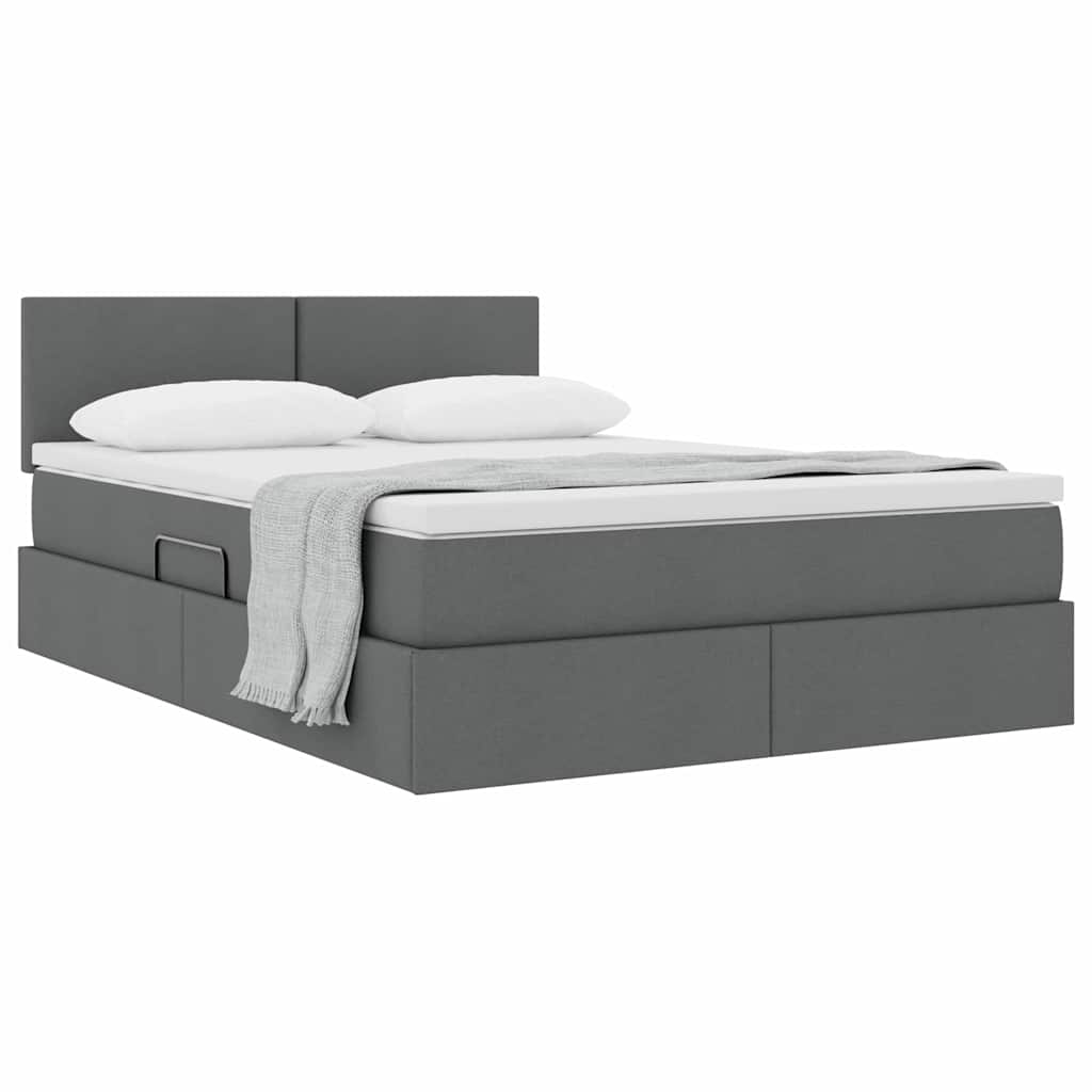Lit avec rangement et matelas gris foncé 140 x 200 cm velours - 3