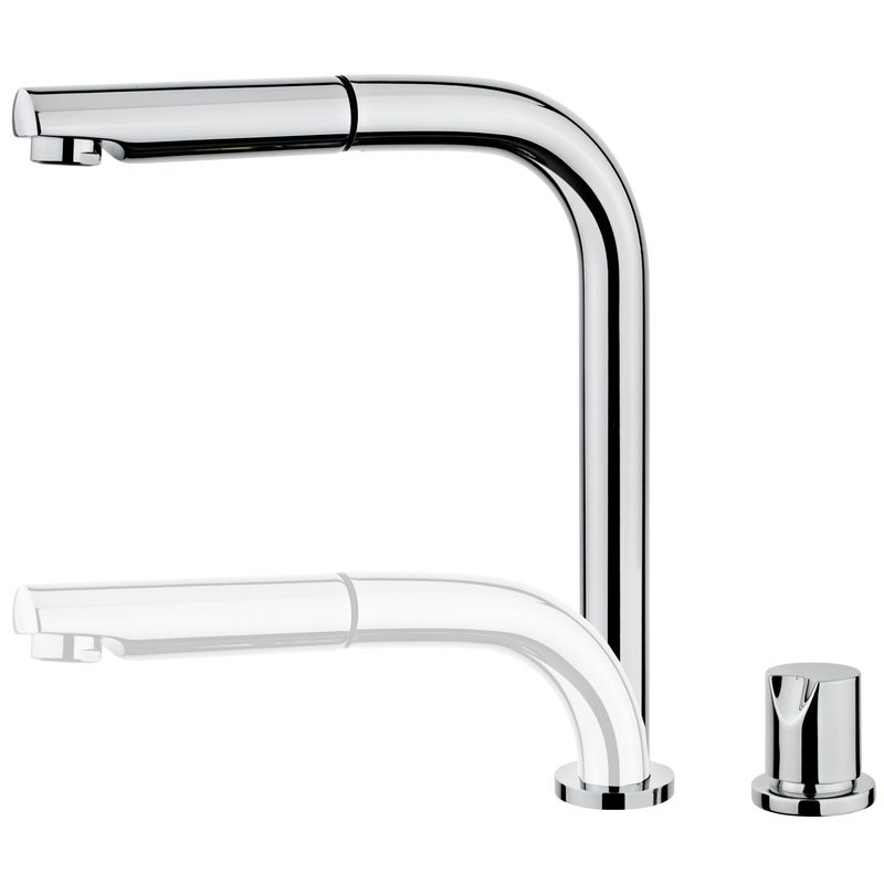 Magic Chromowana składana bateria kuchenna z wyciąganą wylewką 2 otwory 'specjalna do okna'