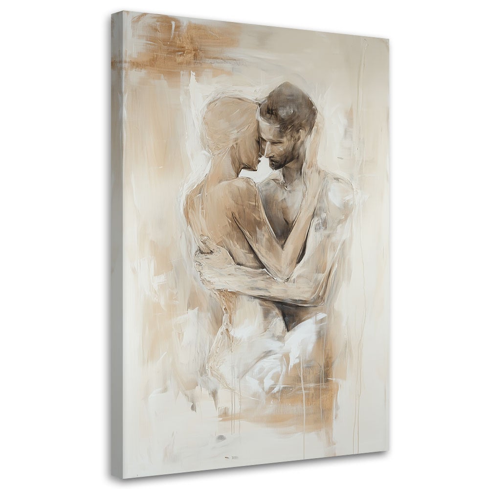 Obraz na płótnie, Romantyczna Para Akt Miłość Beżowy 40x60