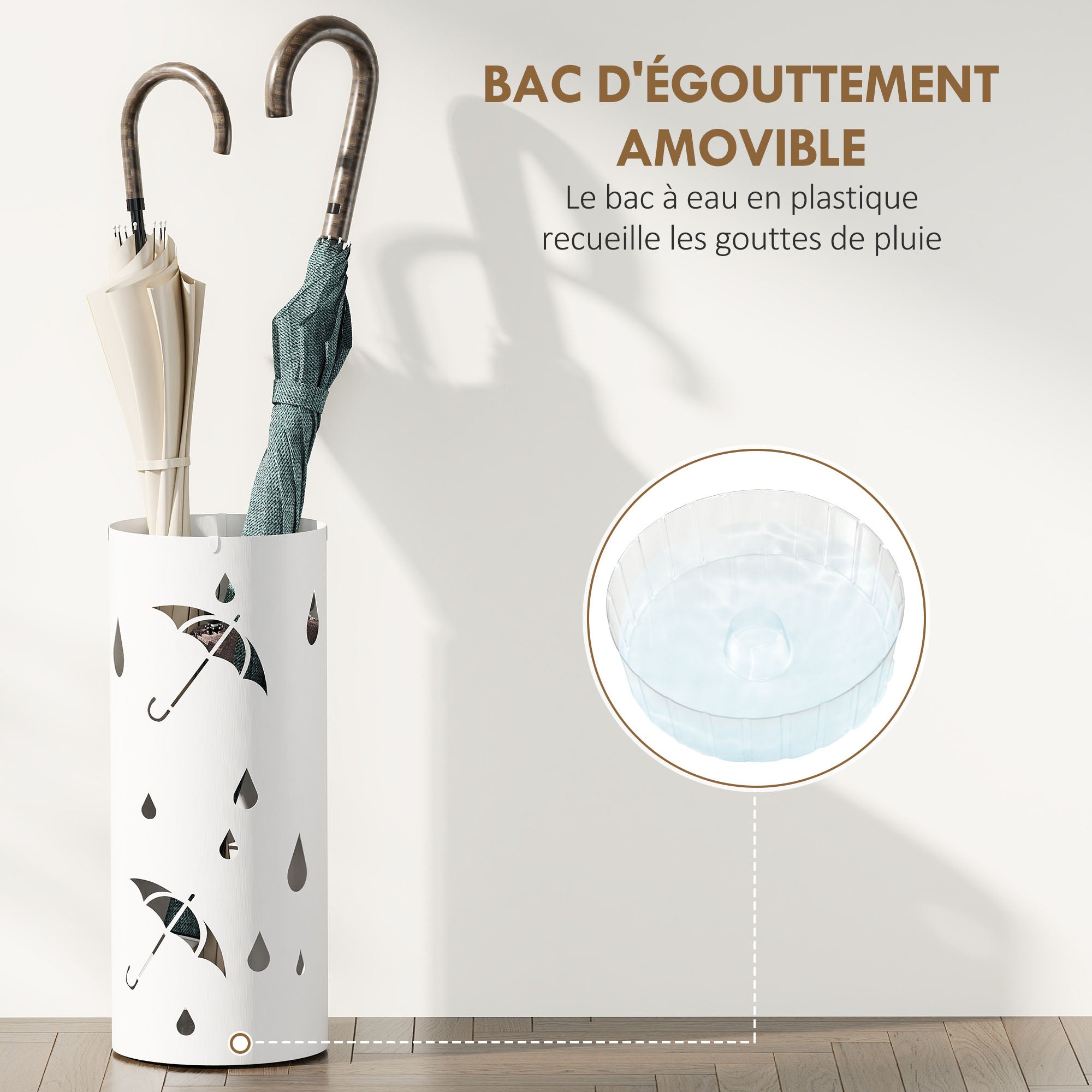 Porte-parapluie acier galvanisé HOMCOM - 5