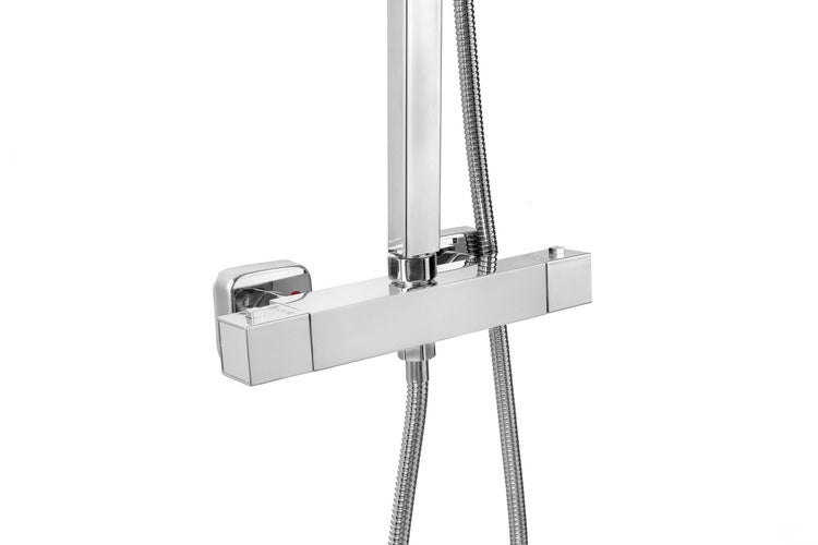 Conjunto de duche com torneira termóstato, Cromo - 2