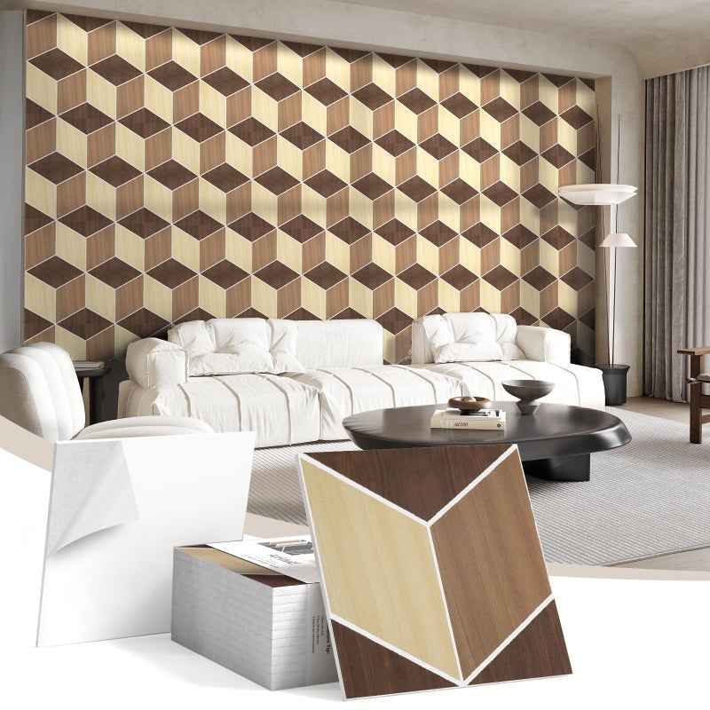 12 samoprzylepnych paneli akustycznych w stylu retro, ciemna faktura, 30 x 30 cm, z klejem od spodu