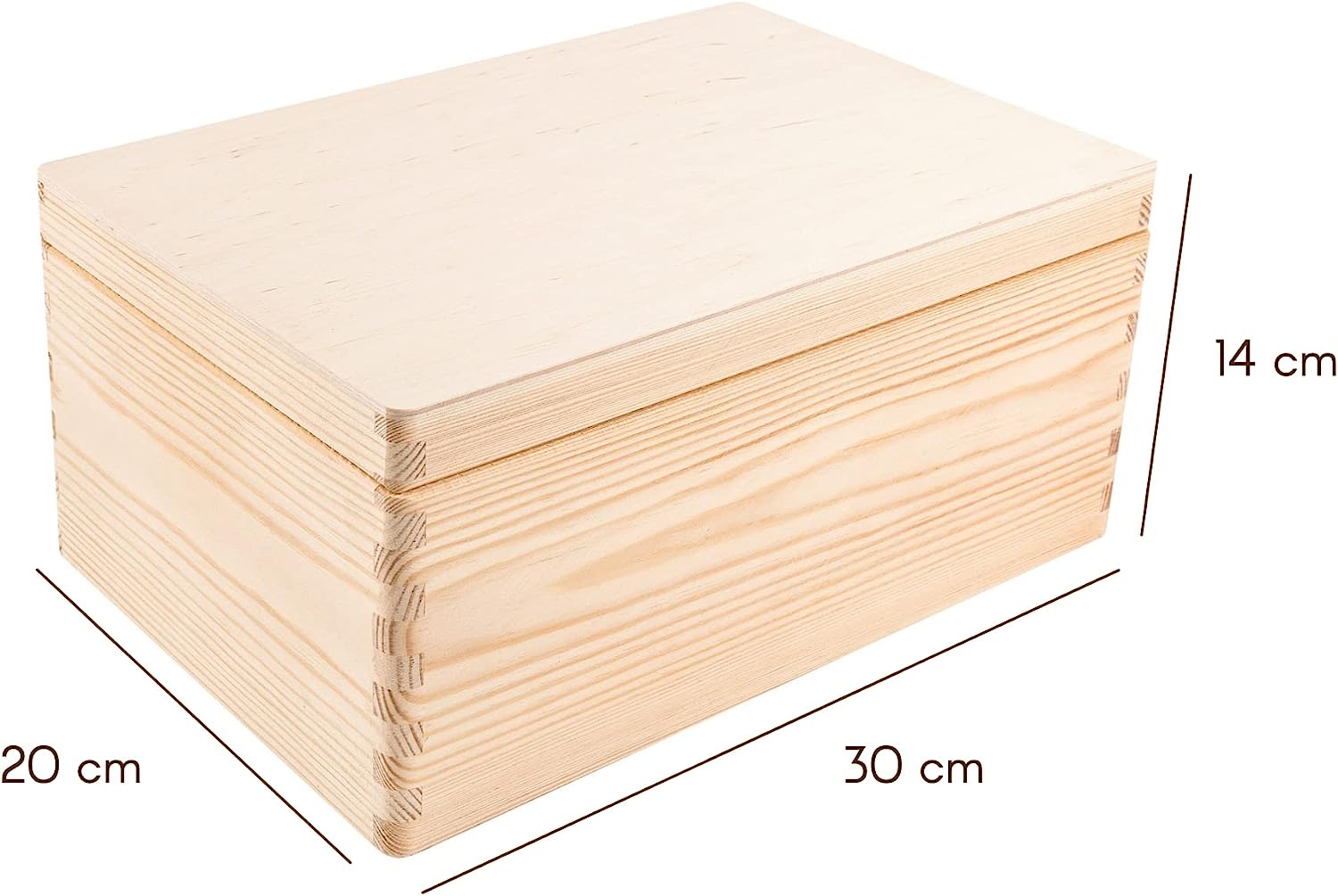 Creative Deco Boite Rangement en Bois | 30 x 20 x 14 cm (+/- 1 cm) | Non Peint | Boite en Bois | Boite a Souvenir | Boîte Caisse Coffre Malle | BRUT - 5
