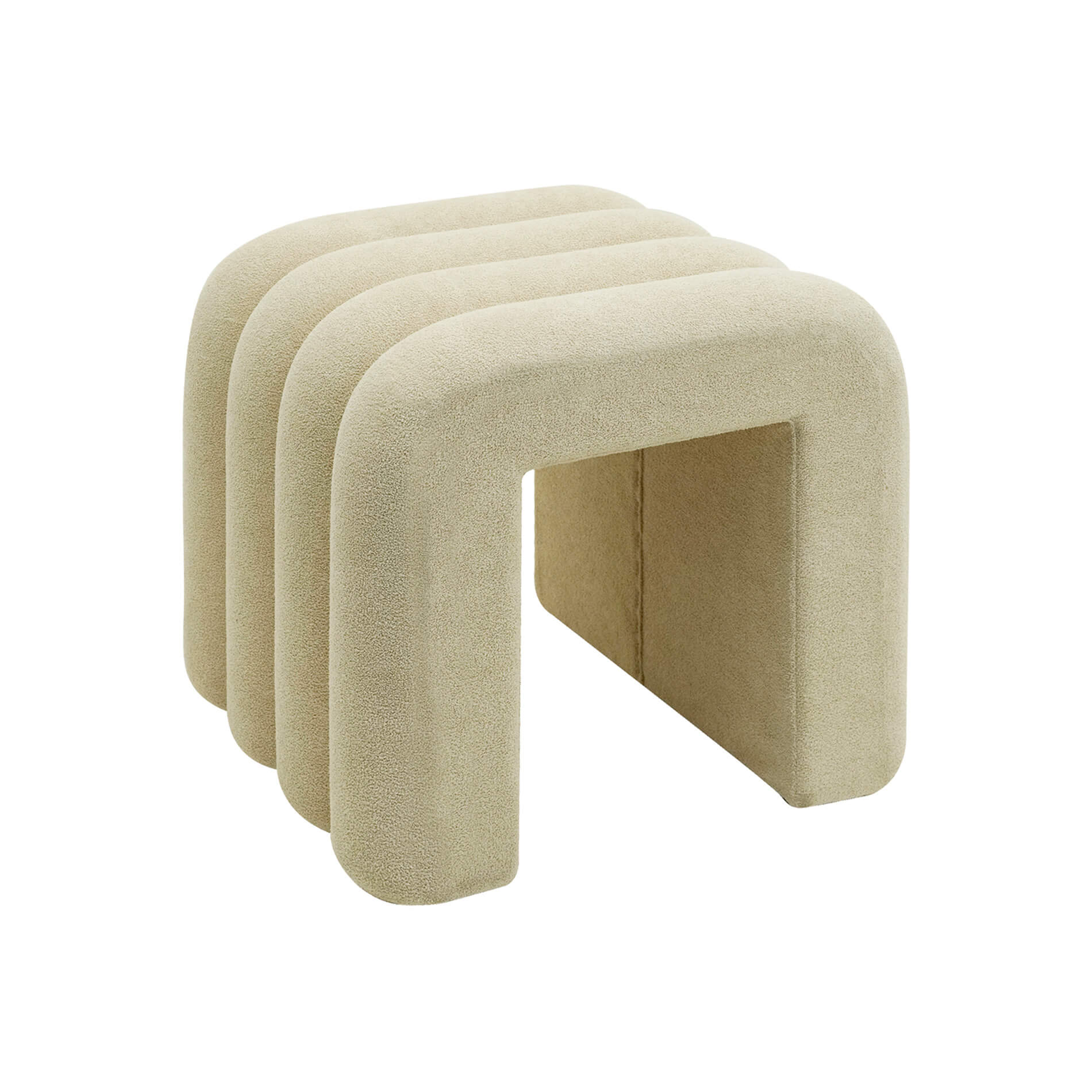 Pouf Rebecca Mobili Nikau 40x38x40 Tissu Polyester MDF Beige Moderne ENSEMBLE 2 pcs - 4