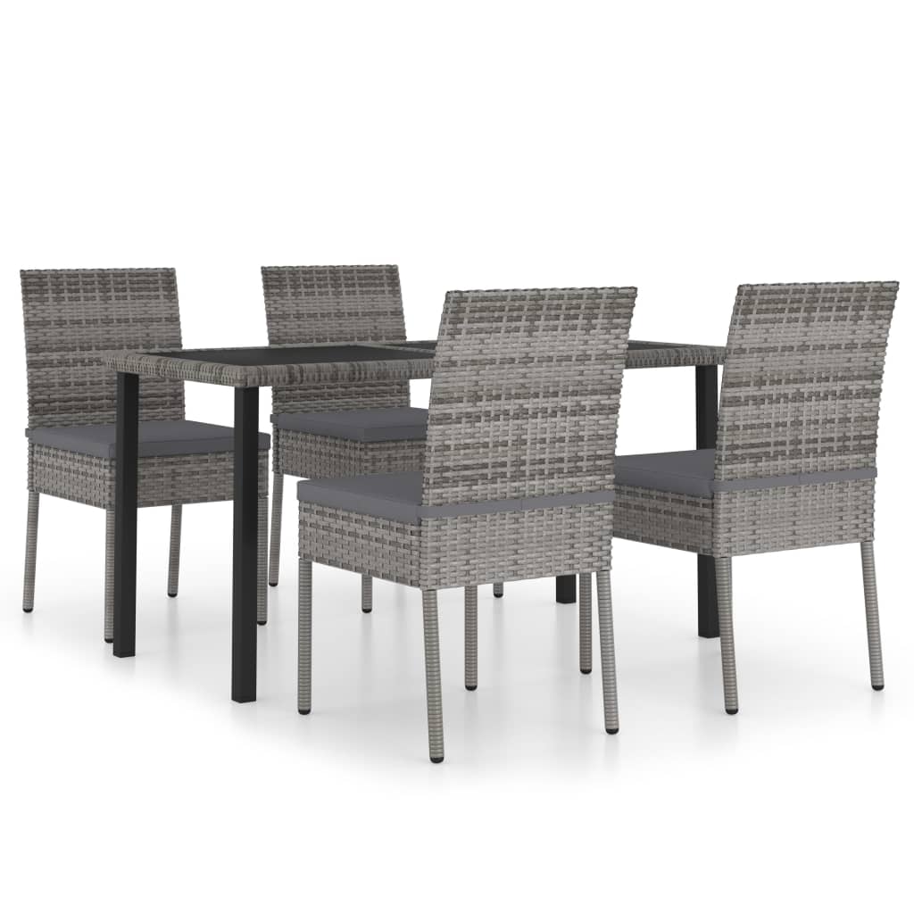 Maison Exclusive - Set da Pranzo da Giardino 5 pz in Polyrattan Grigio - 2