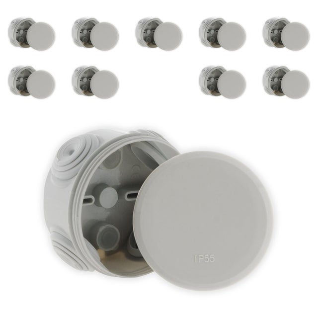 Lot de 10 boîtes de dérivation IP55 Ø70x35mm - Gris - Zenitech