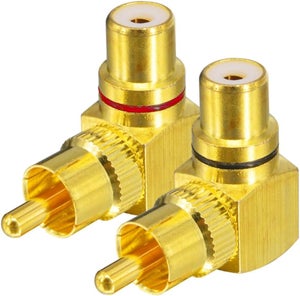Adattatore RCA Femmina A Maschio Ad Angolo Retto &ndash; Rosso &ndash; Per Cavi Audio/video