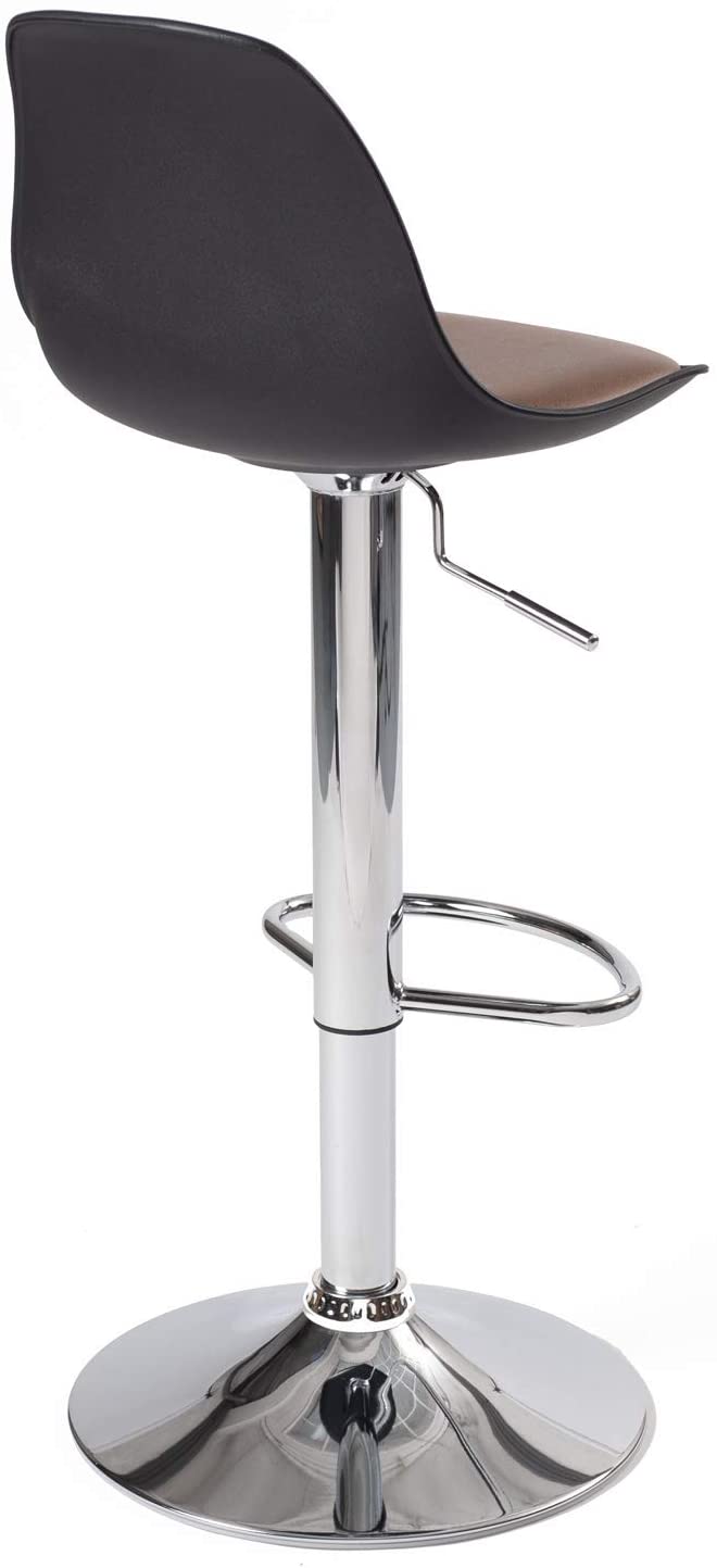 Lote 2 taburetes bar SIG+, asiento con respaldo pequeño y cojín polipiel efecto vintage, giratorios y altura regulable (negro/marrón) - 3