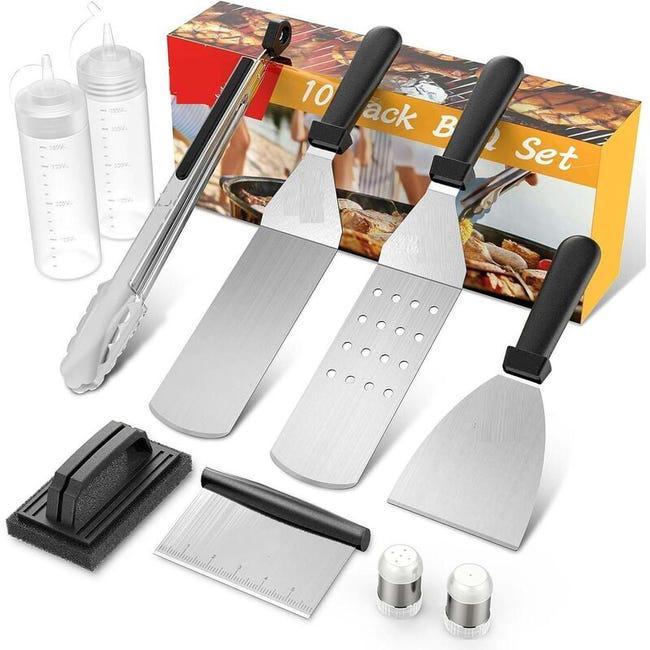 Yuehuamech Kit di accessori per griglia per barbecue Set di accessori per griglia con spatole pinze raschietto anelli per uova Set di utensili per esterni Teppanyaki Camping BBQ Hibachi
