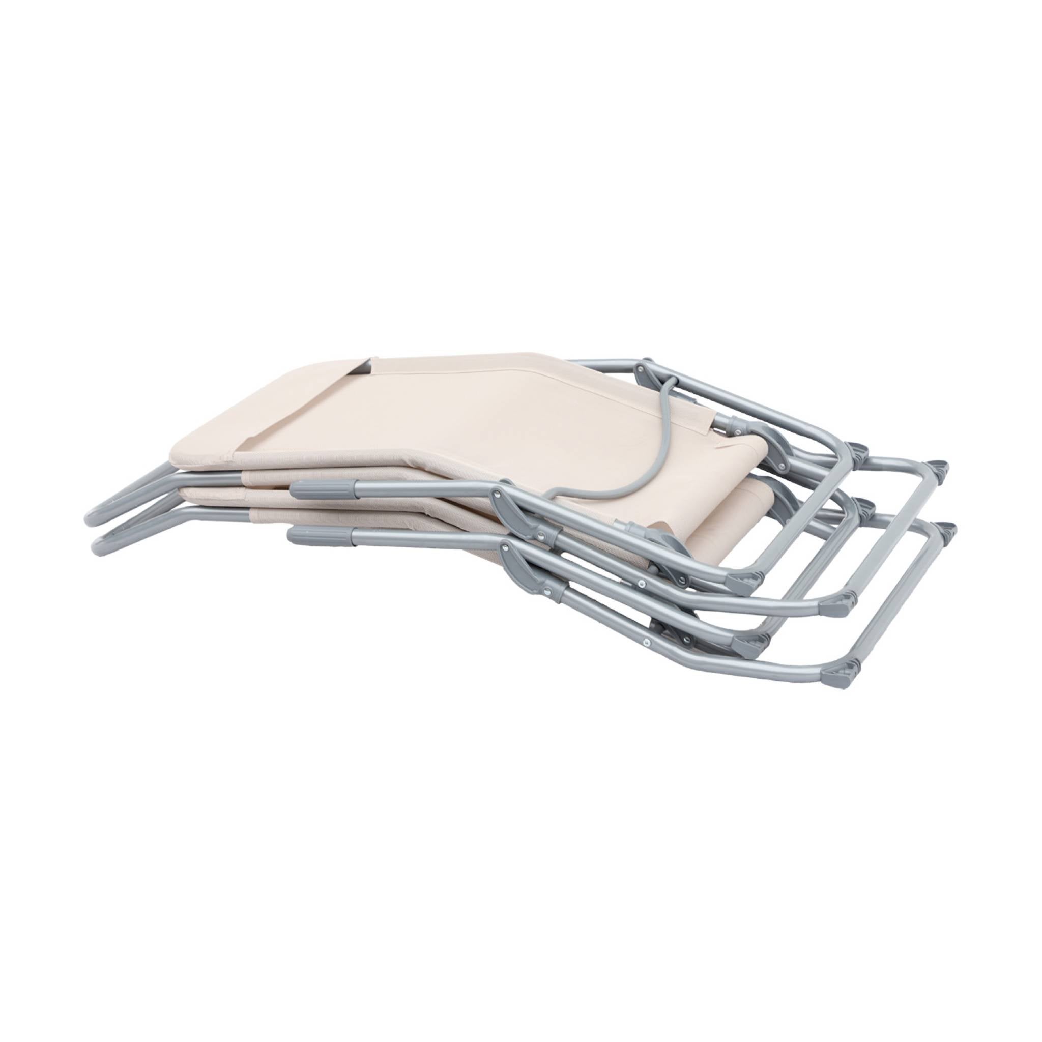 Tumbona plegable de textileno con 2 posiciones, set de 2 Pardo - 70x165x60 cm - 9
