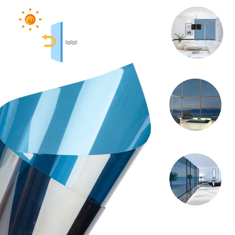 Film Pour Vitrage De Fenêtre Miroir Effet Anti Chaleur Protection Solaire Anti UV Noir,90*200CM