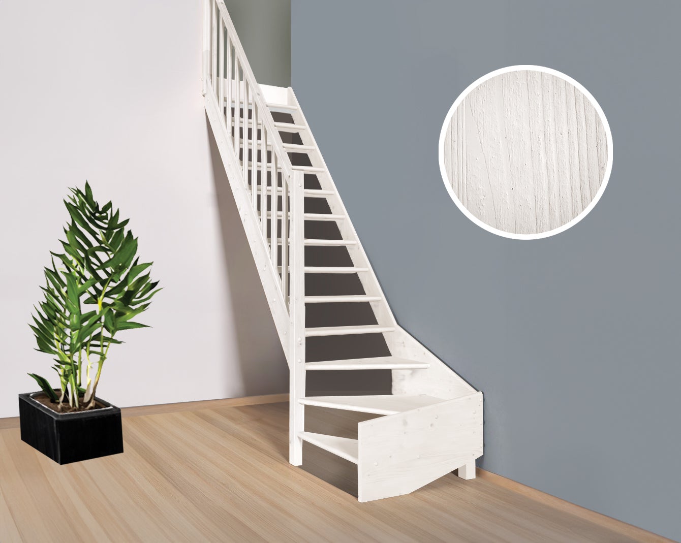 HANDYSTAIRS escalier quart tournant VEGA9010 - bois de pin apprêté