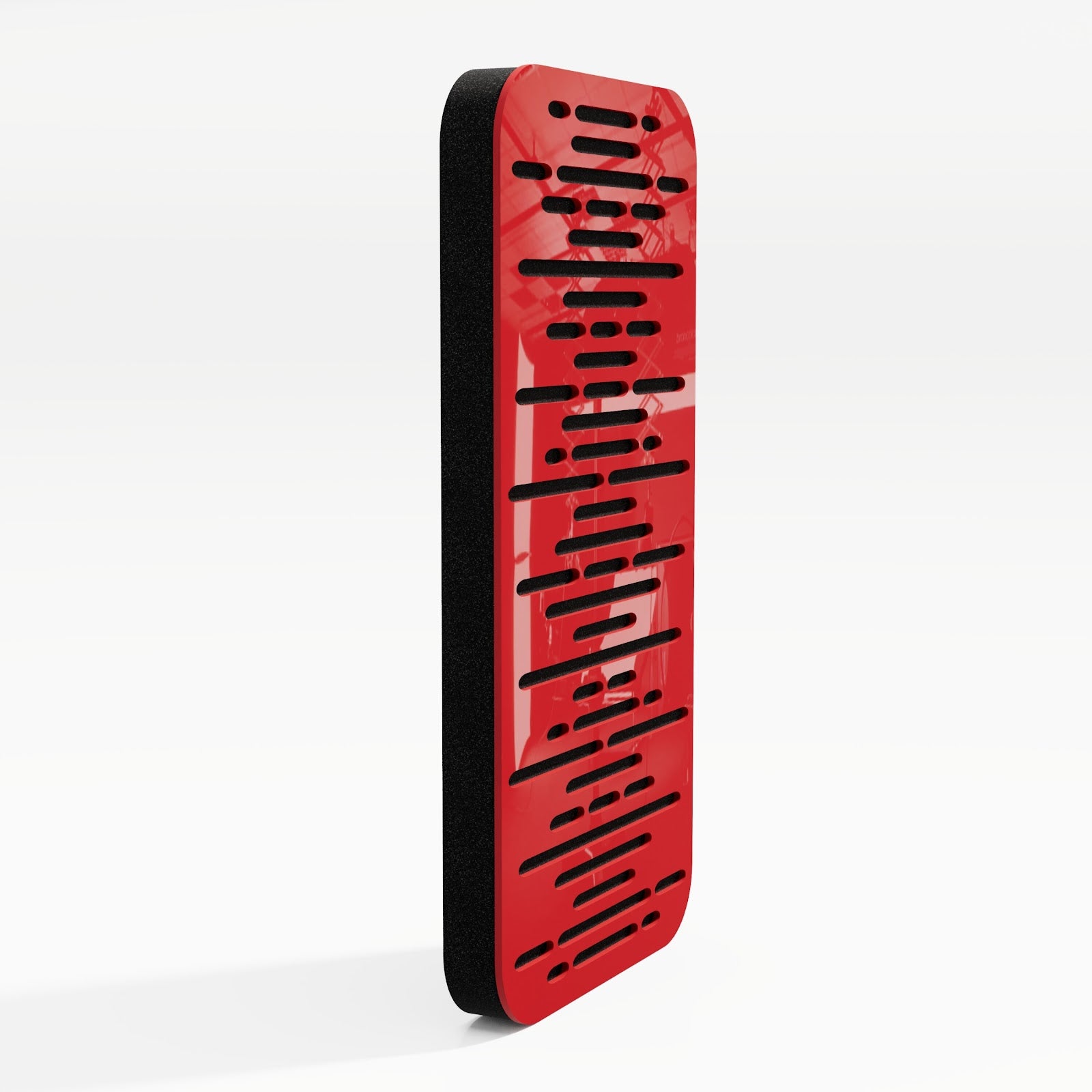 Lot de 4 Panneaux acoustiques Wave-D18 étroits insonorisants 23x46x3 cm - 0,42 m² surf.totale -Plastique perforé et mousse acoustique -Rouge brilliant - 3