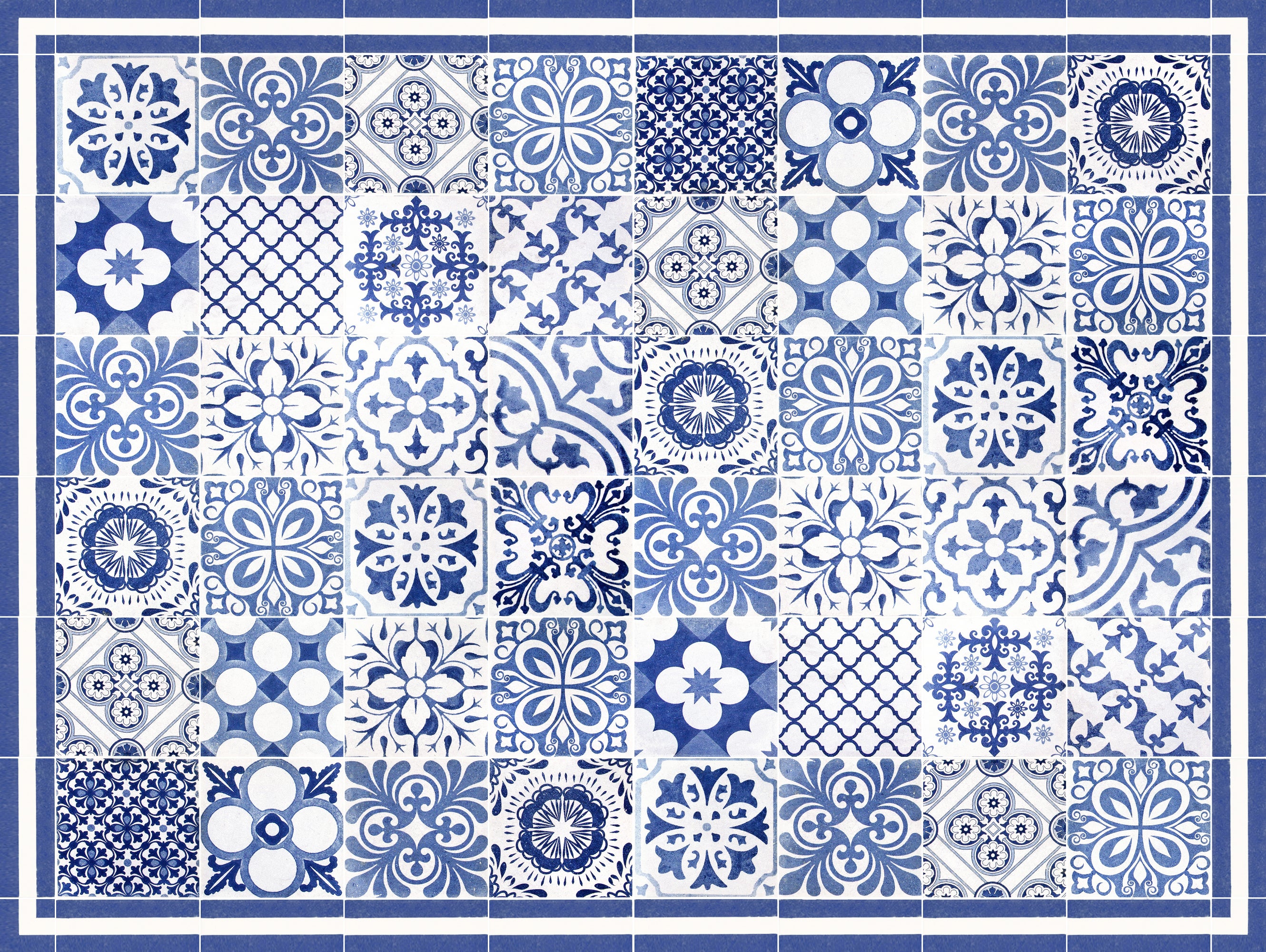 Dywan winylowy Julia 100x133 - PVC antypoślizgowy, winylowy dywan do kuchni lub salonu, zmywalny, styl hydrauliczny, niebieski
