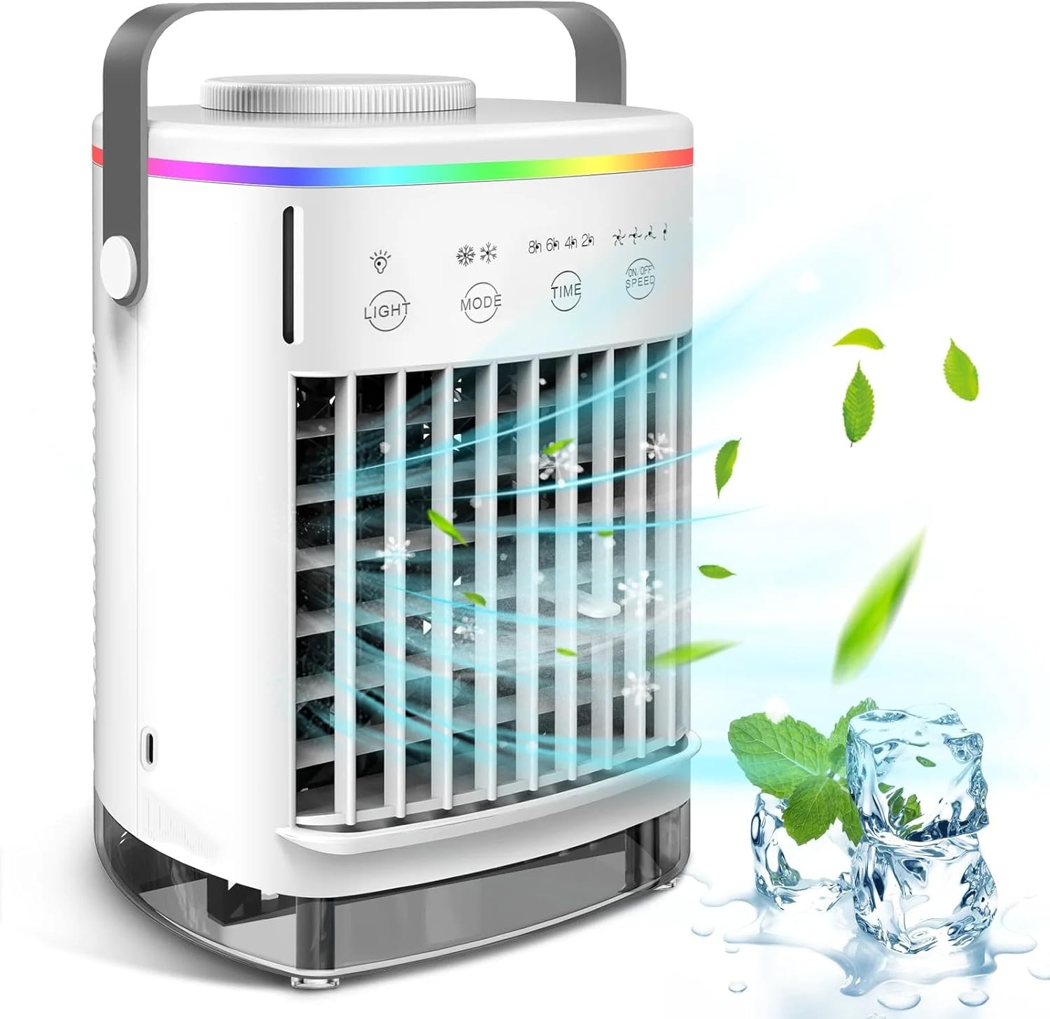 Przenośna klimatyzacja - mini wentylator USB - ze zbiornikiem na wodę o pojemności 700 ml do domu, biura i kampera
