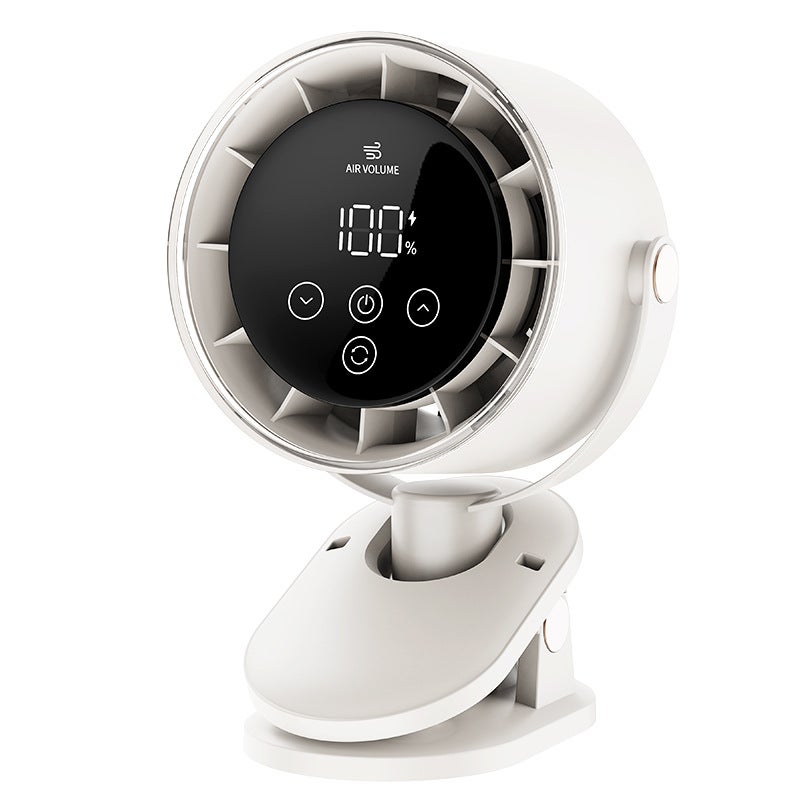 Przenośny wentylator z klipsem, osobisty wentylator biurkowy z inteligentnym kierowaniem do domu, biura, wózka dziecięcego, na kemping, biały