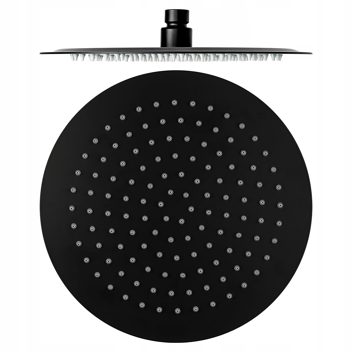 25CM CZARNA DUŻA DESZCZOWNICA OKRĄGŁA METALOWA ULTRA SLIM CIENKA CZARNY MAT