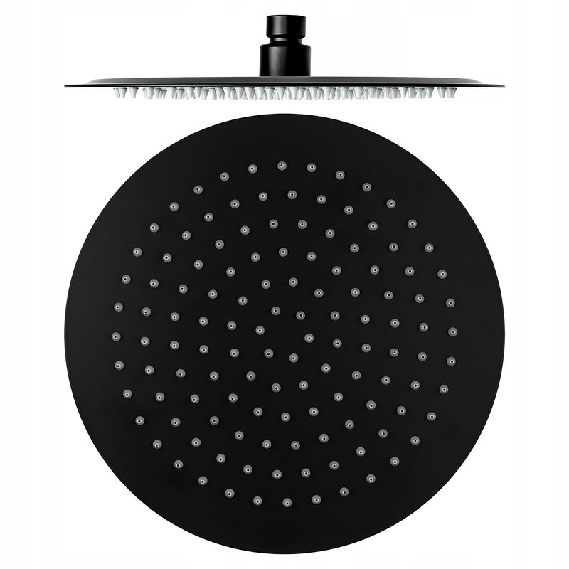 25CM CZARNA DUŻA DESZCZOWNICA OKRĄGŁA METALOWA ULTRA SLIM CIENKA CZARNY MAT