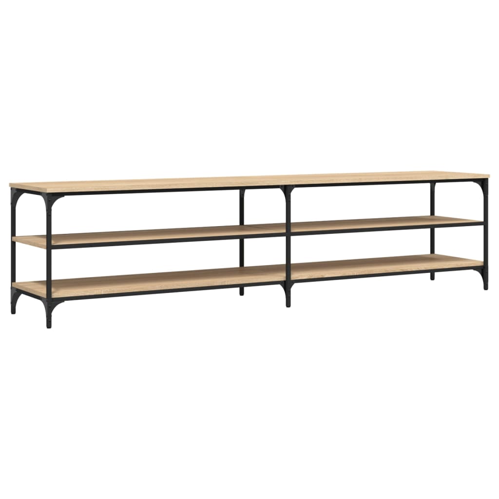 Meuble TV chêne 200x30x50 cm bois d'ingénierie et métal - 2