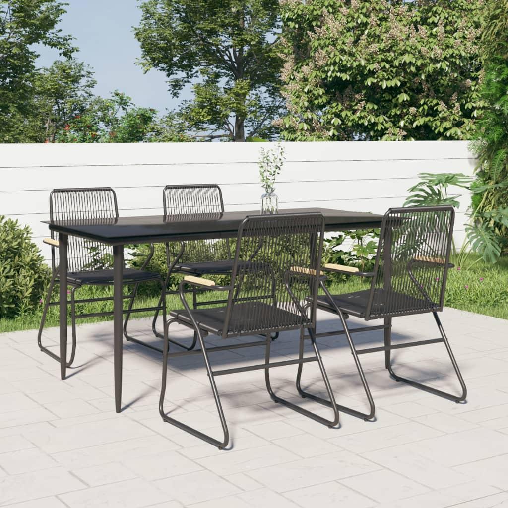 5-częściowy zestaw mebli ogrodowych, czarny, rattan PVC vidaXL
