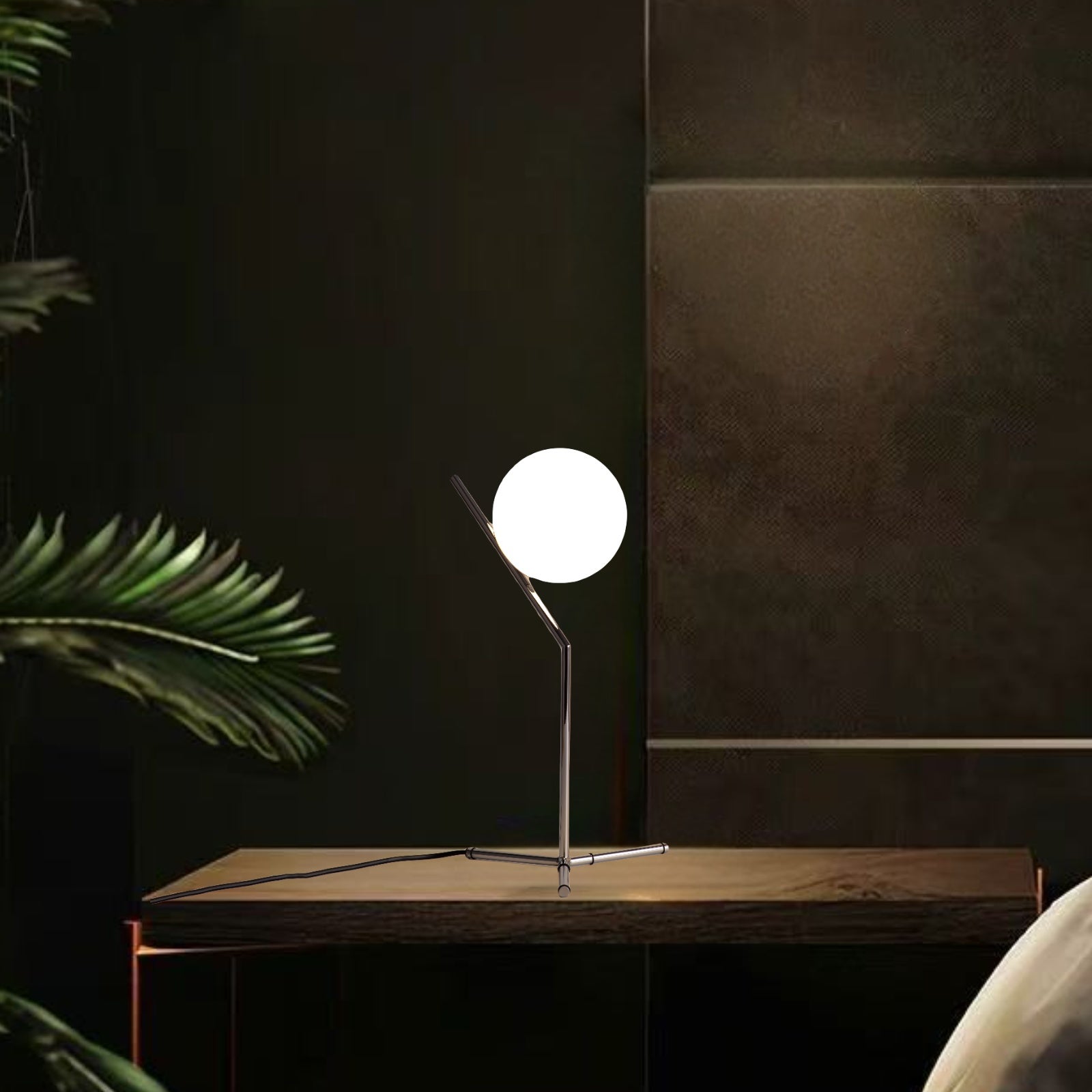 Lampada da Tavolo Sfera in Vetro e Alluminio Argento: Illuminazione Notturna per Camere da Letto e Soggiorni E27 Ø18cm 
