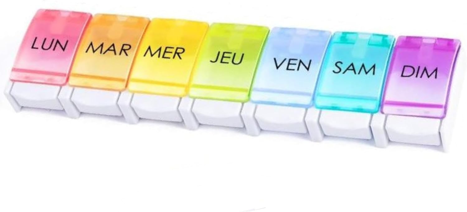 Pilulier Semainier 14 Compartiments - Matin Et Soir - 7 Jours - Multicolore - Neuf