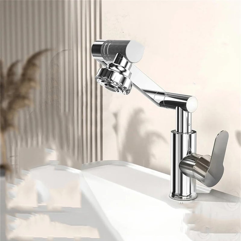 Obrotowy kran umywalkowy - odpowiedni do szafek podumywalkowych, zlewów, umywalek i kamperów, bez orurowania - 1 szt., srebrny