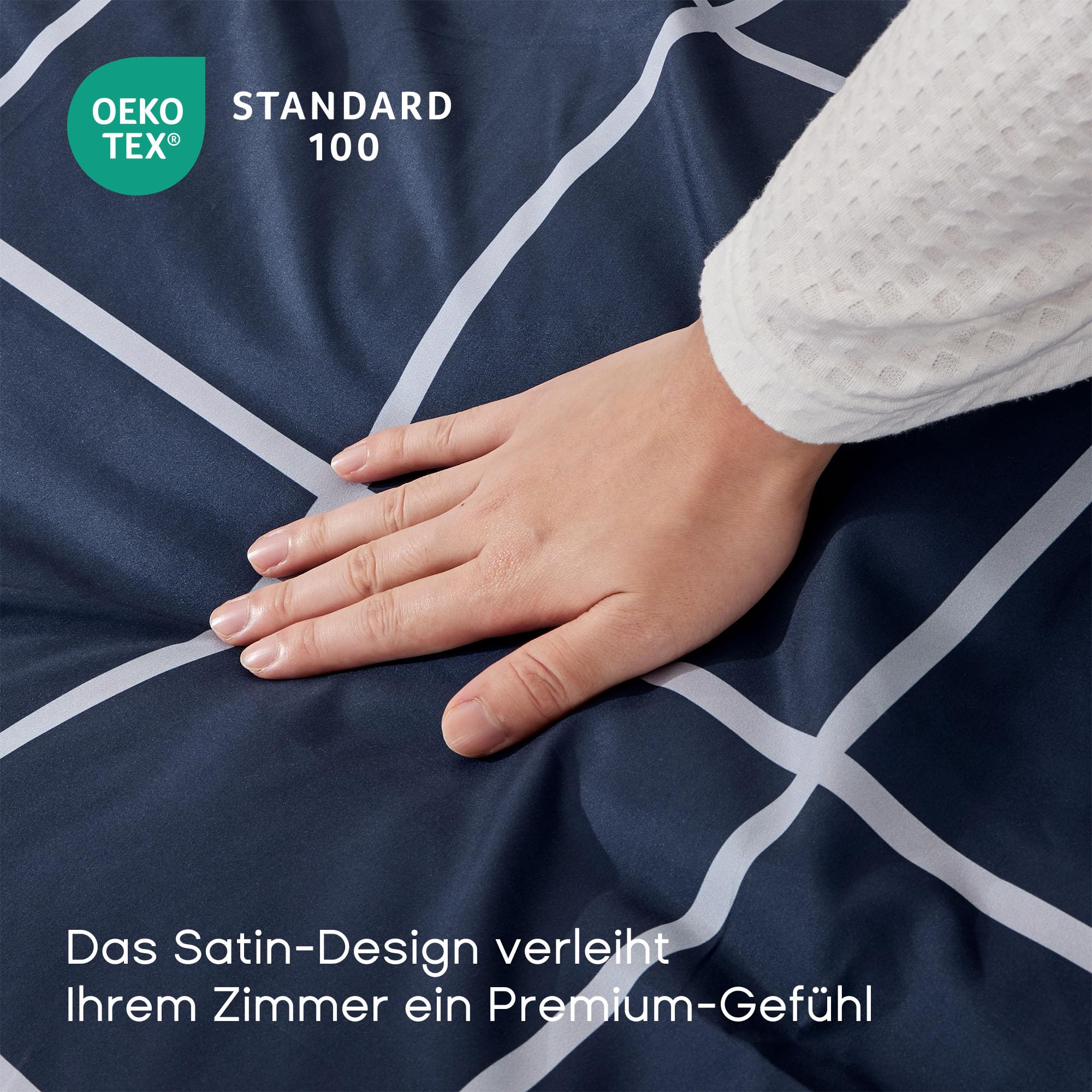 Sonive Set Copripiumino in Microfibra - 155 x 220 cm / 80 x 80 x 2, Tartan Blu Navy - 3