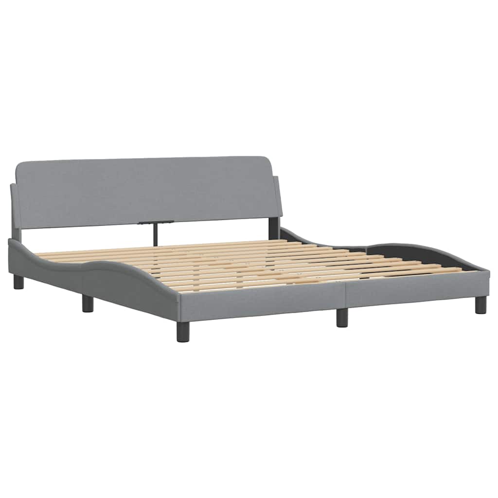Cadre de lit sans matelas gris clair 180 x 200 cm en tissu - 6