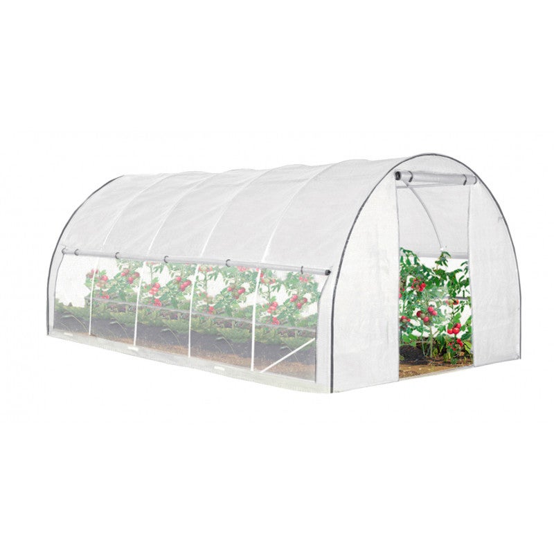 Tunel ogrodowy 4iQ Group 3x8m Biały Folia UV 25mm siatka na insekty